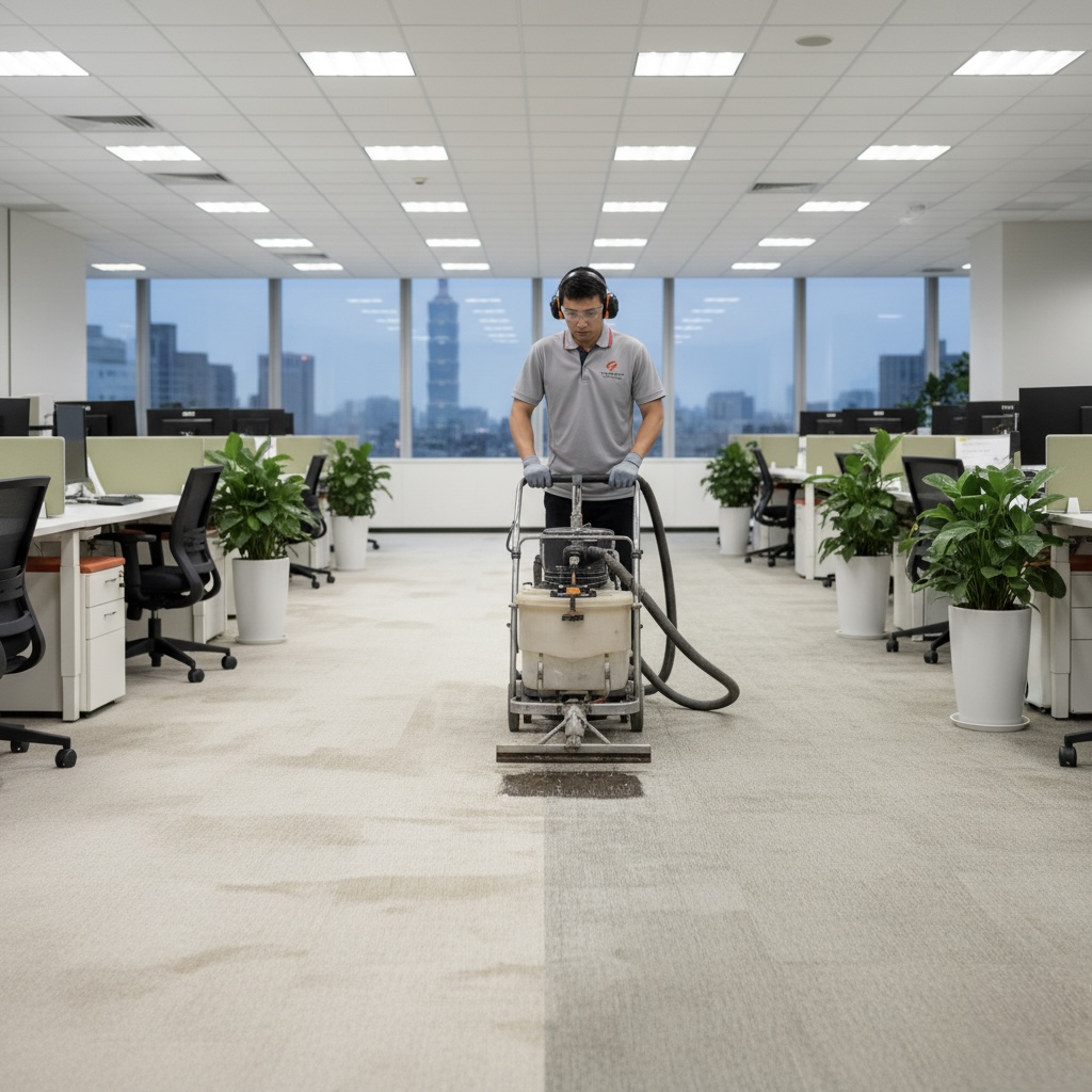 台北辦公室地毯清洗示意圖