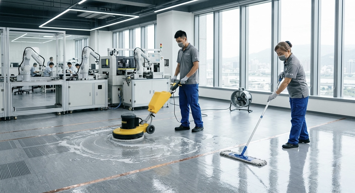 科技廠房地板清洗打蠟